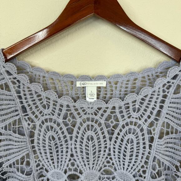 CATO Gray Crochet Knit Cover Cotton Sweater Y2K Retro  Women’s Size L - Picture 6 of 16